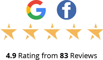 Facebook and Google Revies - 4.9 rating from 83 Reviews
